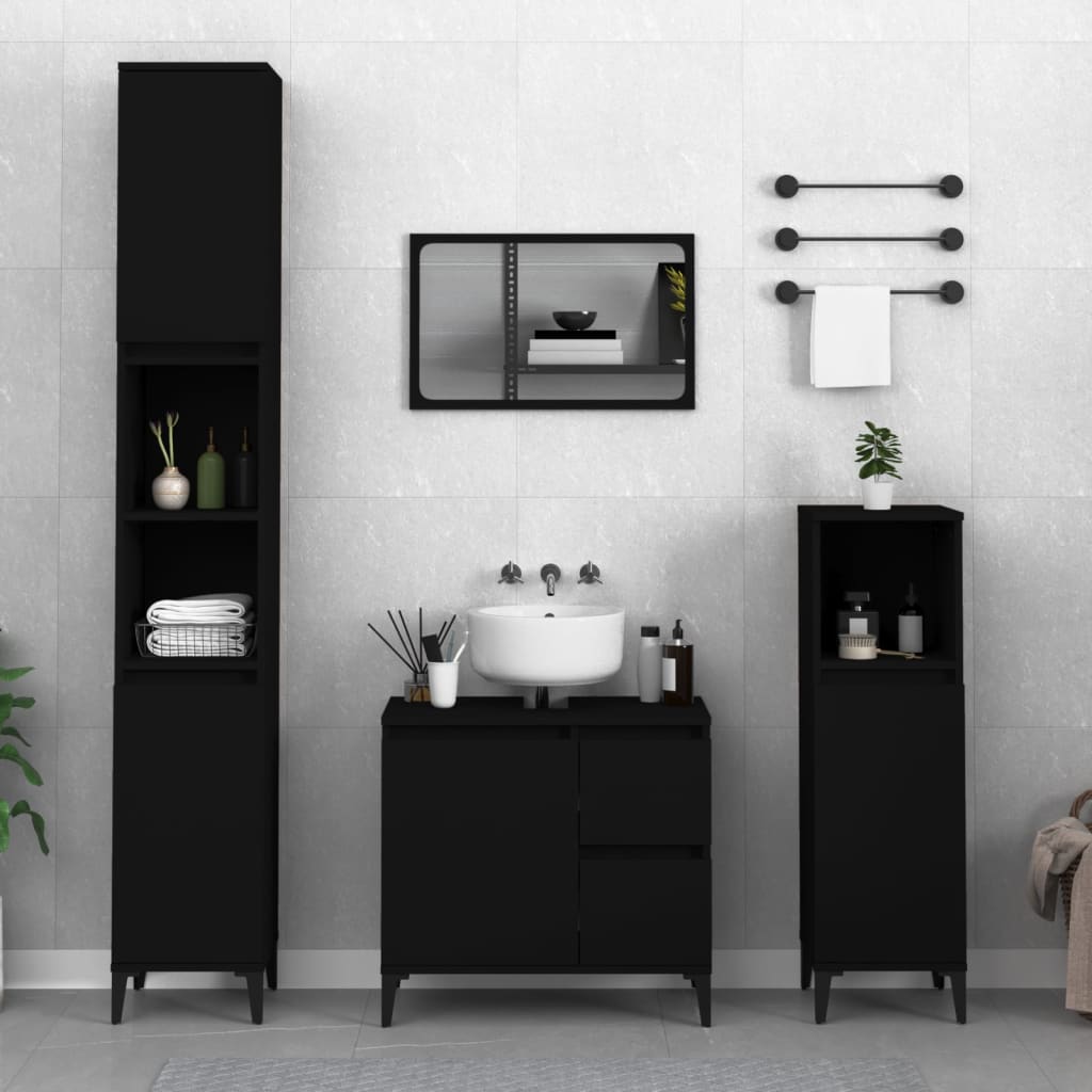 Modern Black Bathroom Storage Cabinet