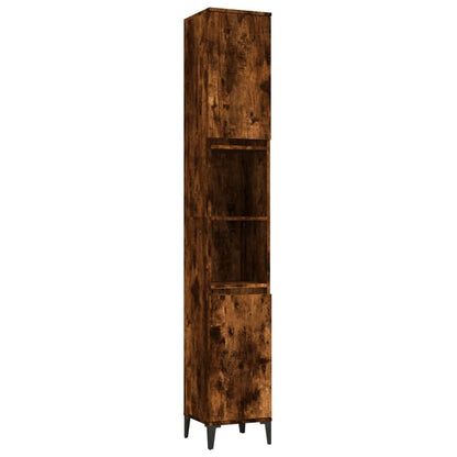 Bathroom Cabinet Smoked Oak 30x30x190 cm Engineered Wood - Bend