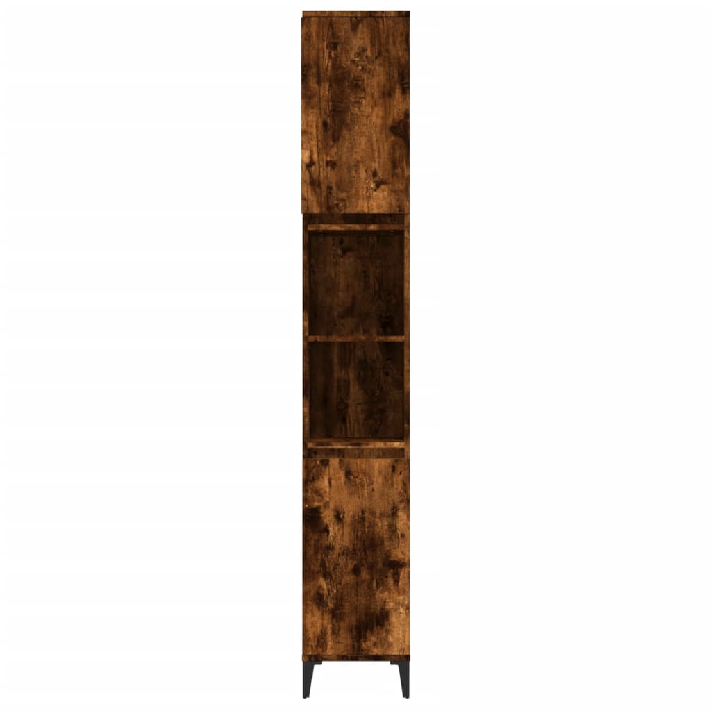 Bathroom Cabinet Smoked Oak 30x30x190 cm Engineered Wood - Bend