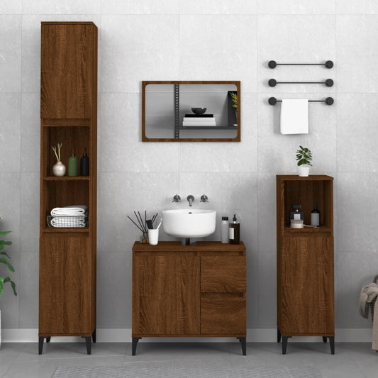 Bathroom Storage Cabinet in Brown Oak Finish