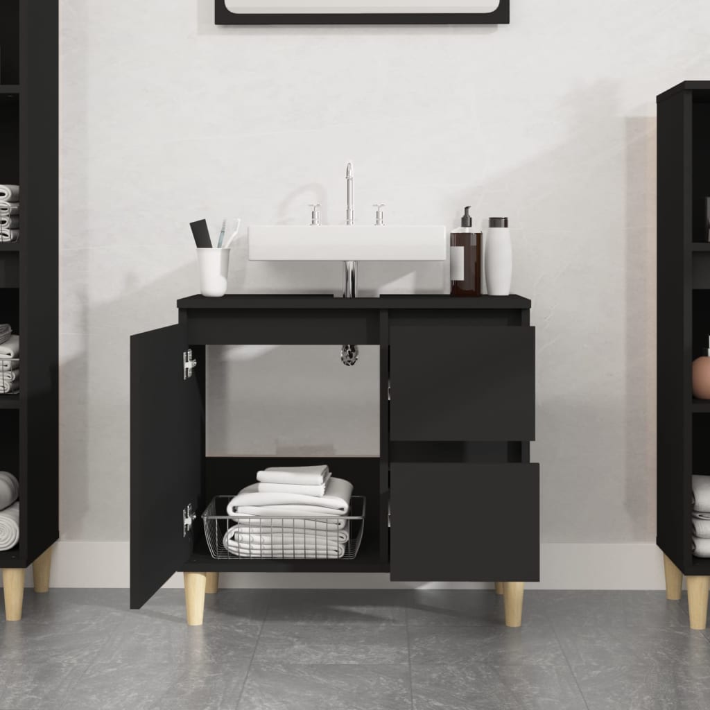 Two-Drawer Bathroom Storage Cabinet in Black