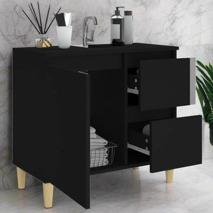 Two-Drawer Bathroom Storage Cabinet in Black