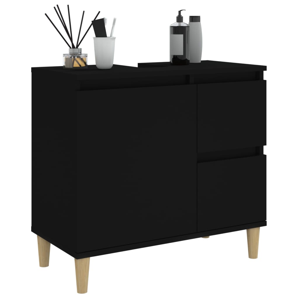 Two-Drawer Bathroom Storage Cabinet in Black