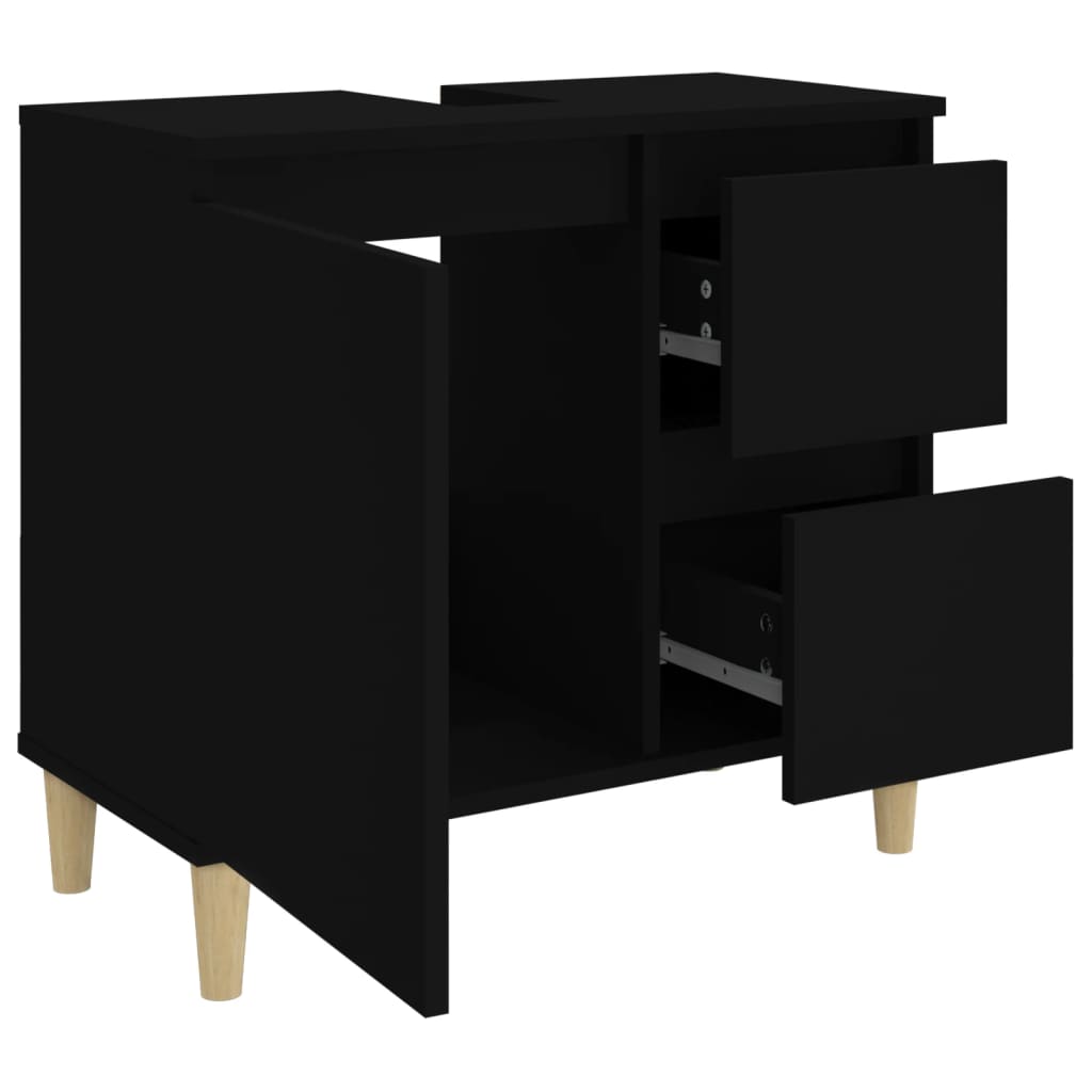 Two-Drawer Bathroom Storage Cabinet in Black