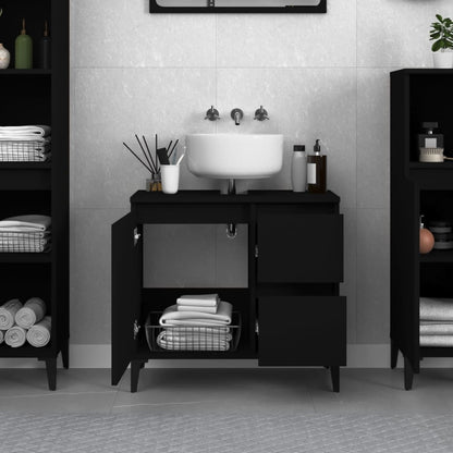 Two-Drawer Bathroom Storage Cabinet in Black