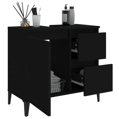 Two-Drawer Bathroom Storage Cabinet in Black