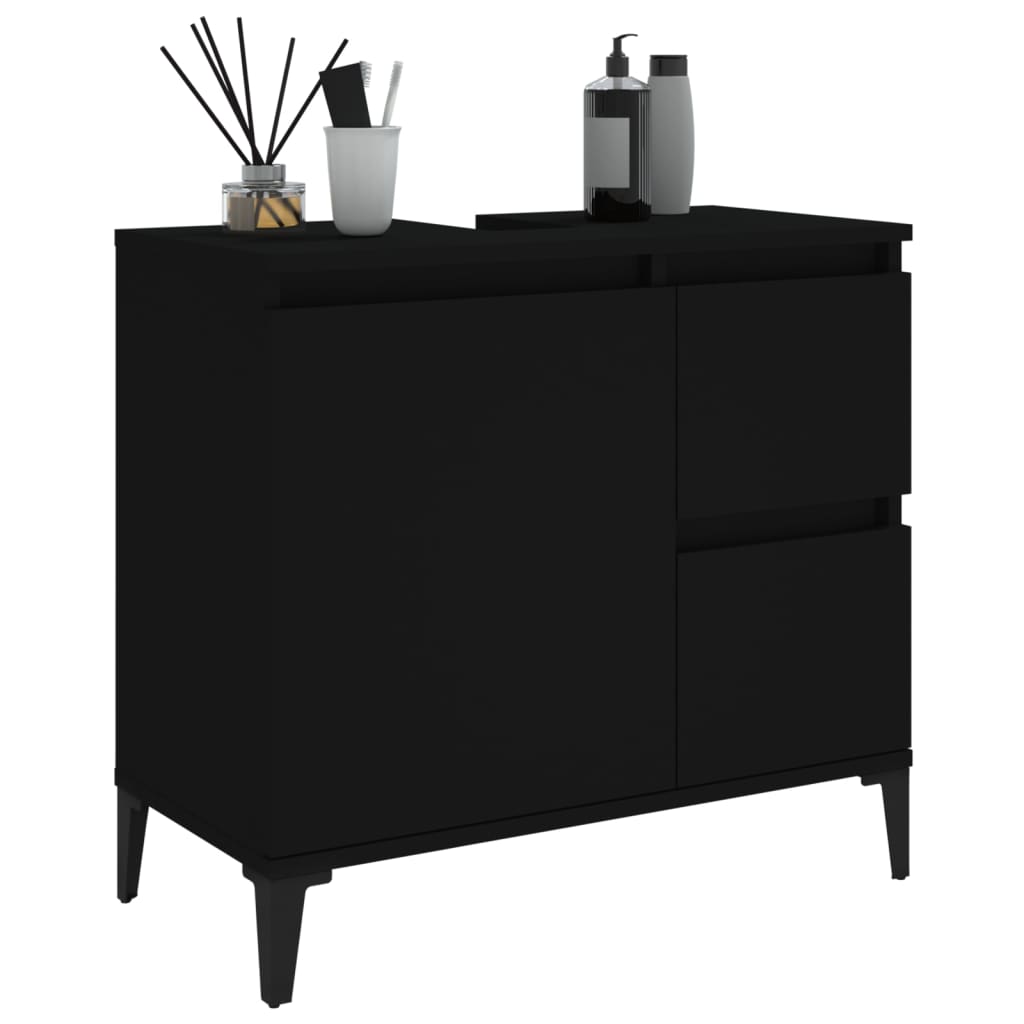 Two-Drawer Bathroom Storage Cabinet in Black