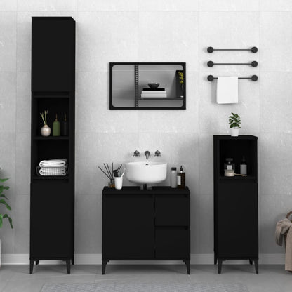 Two-Drawer Bathroom Storage Cabinet in Black