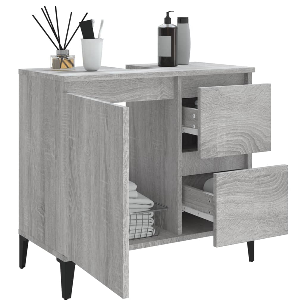 Bathroom Cabinet Grey Sonoma 65x33x60 cm Engineered Wood - Bend