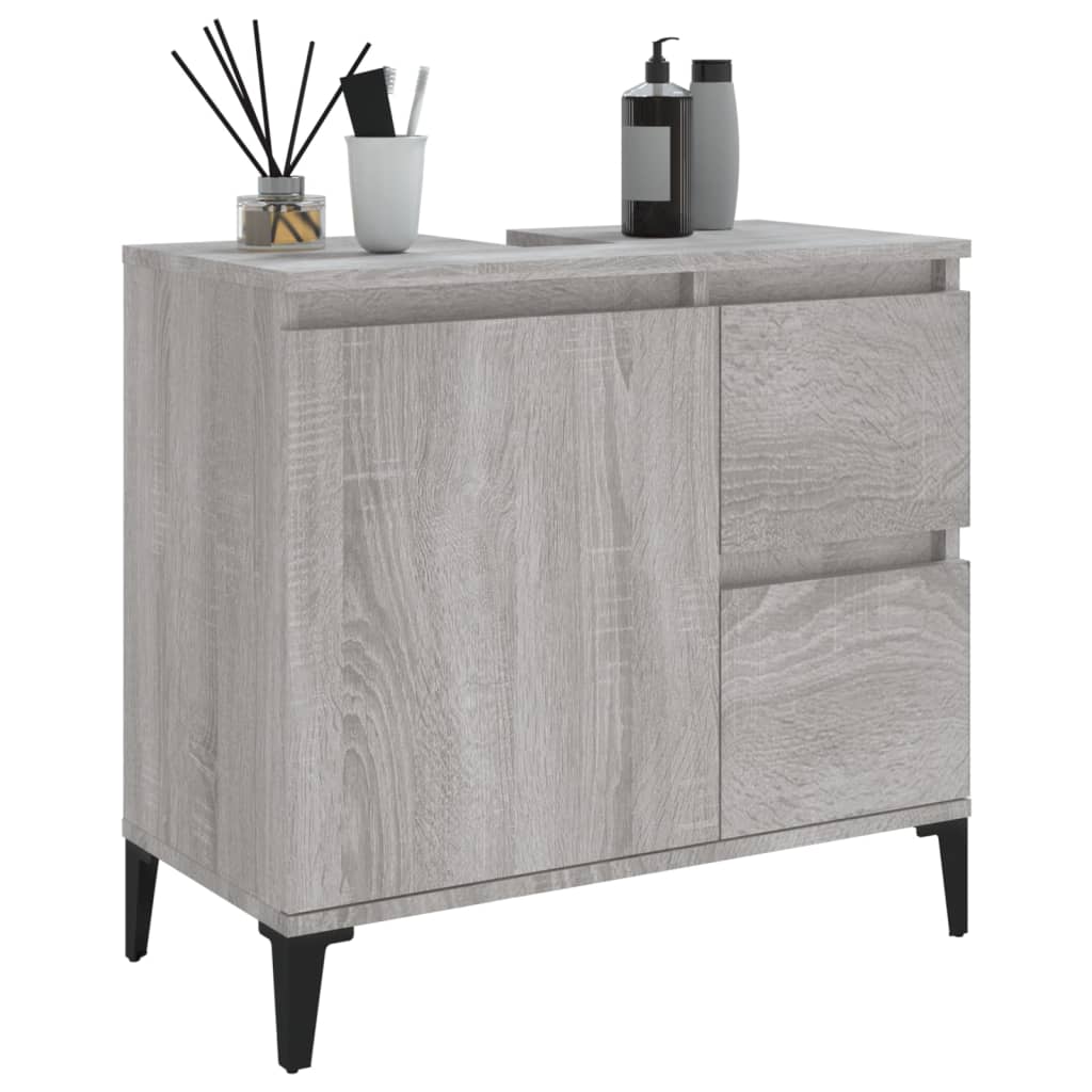 Bathroom Cabinet Grey Sonoma 65x33x60 cm Engineered Wood - Bend