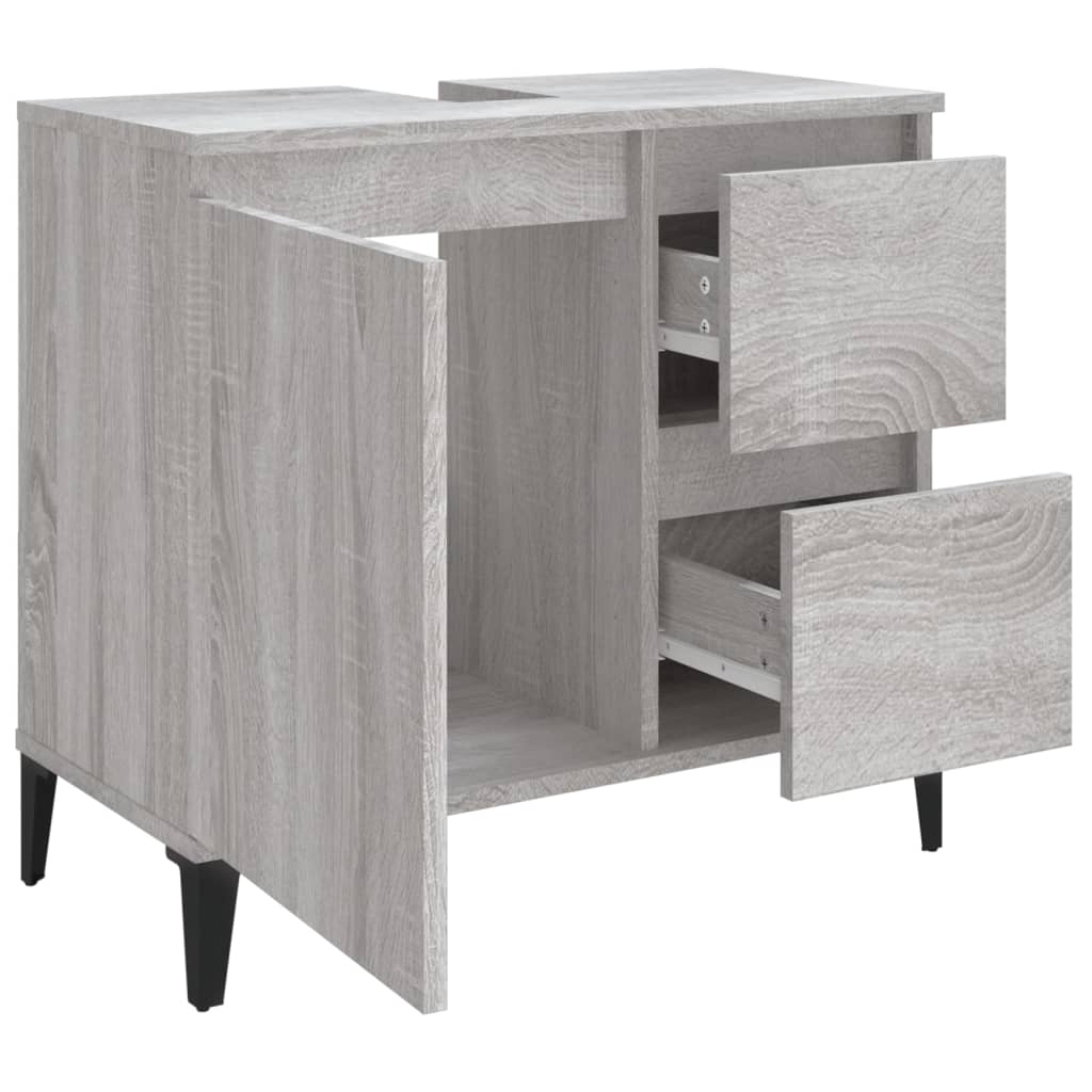 Bathroom Cabinet Grey Sonoma 65x33x60 cm Engineered Wood - Bend