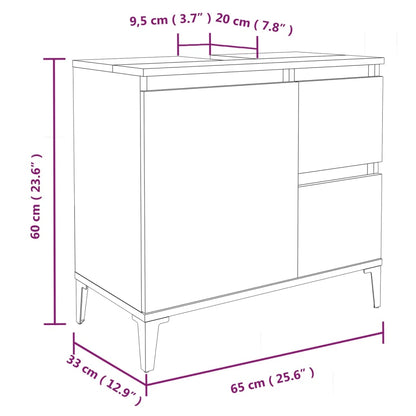 Bathroom Cabinet Grey Sonoma 65x33x60 cm Engineered Wood - Bend