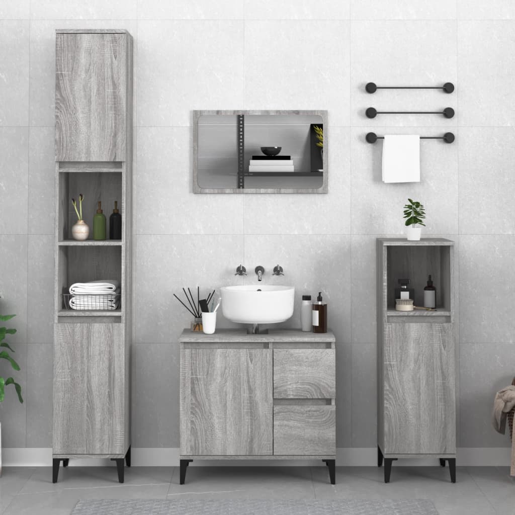 Bathroom Cabinet Grey Sonoma 65x33x60 cm Engineered Wood - Bend