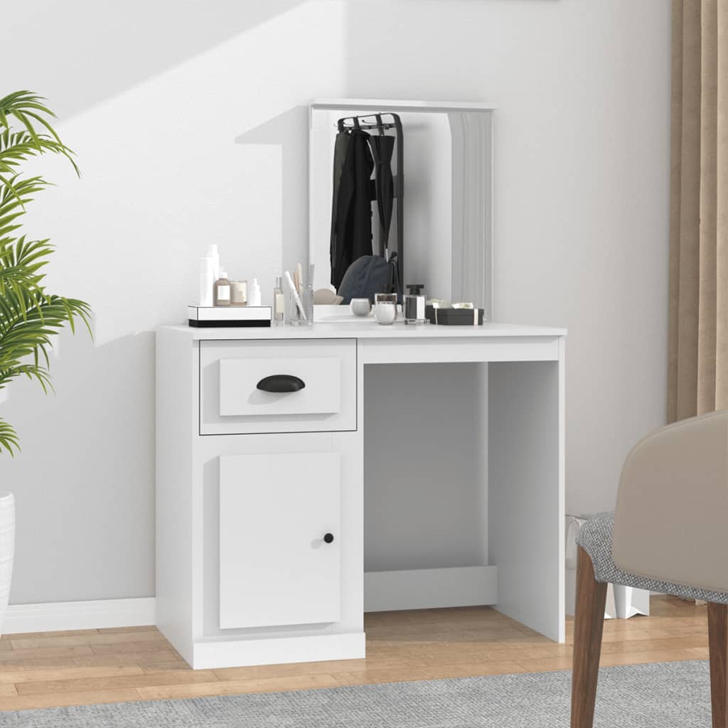 Dressing Table with Mirror White 90x50x132.5 cm Engineered Wood