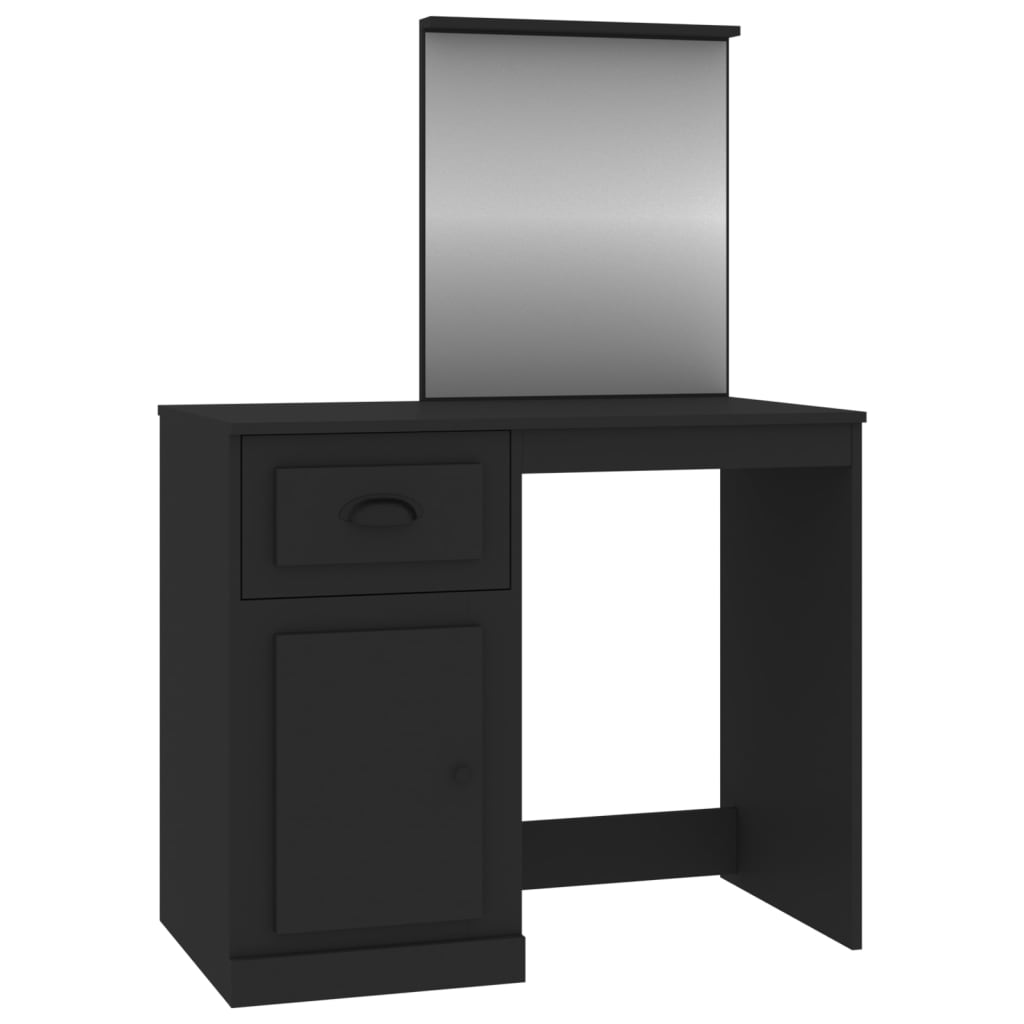 Dressing Table with Mirror Black 90x50x132.5 cm Engineered Wood - Bend