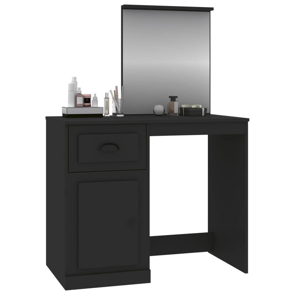 Dressing Table with Mirror Black 90x50x132.5 cm Engineered Wood - Bend