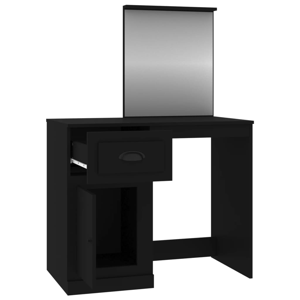 Dressing Table with Mirror Black 90x50x132.5 cm Engineered Wood - Bend