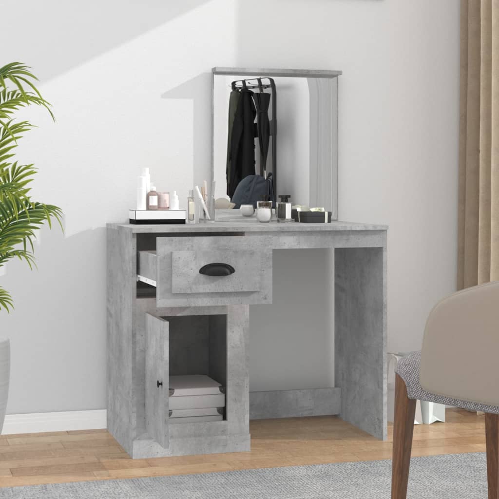 Dressing Table with Mirror Concrete Grey 90x50x132.5 cm Engineered Wood - Bend