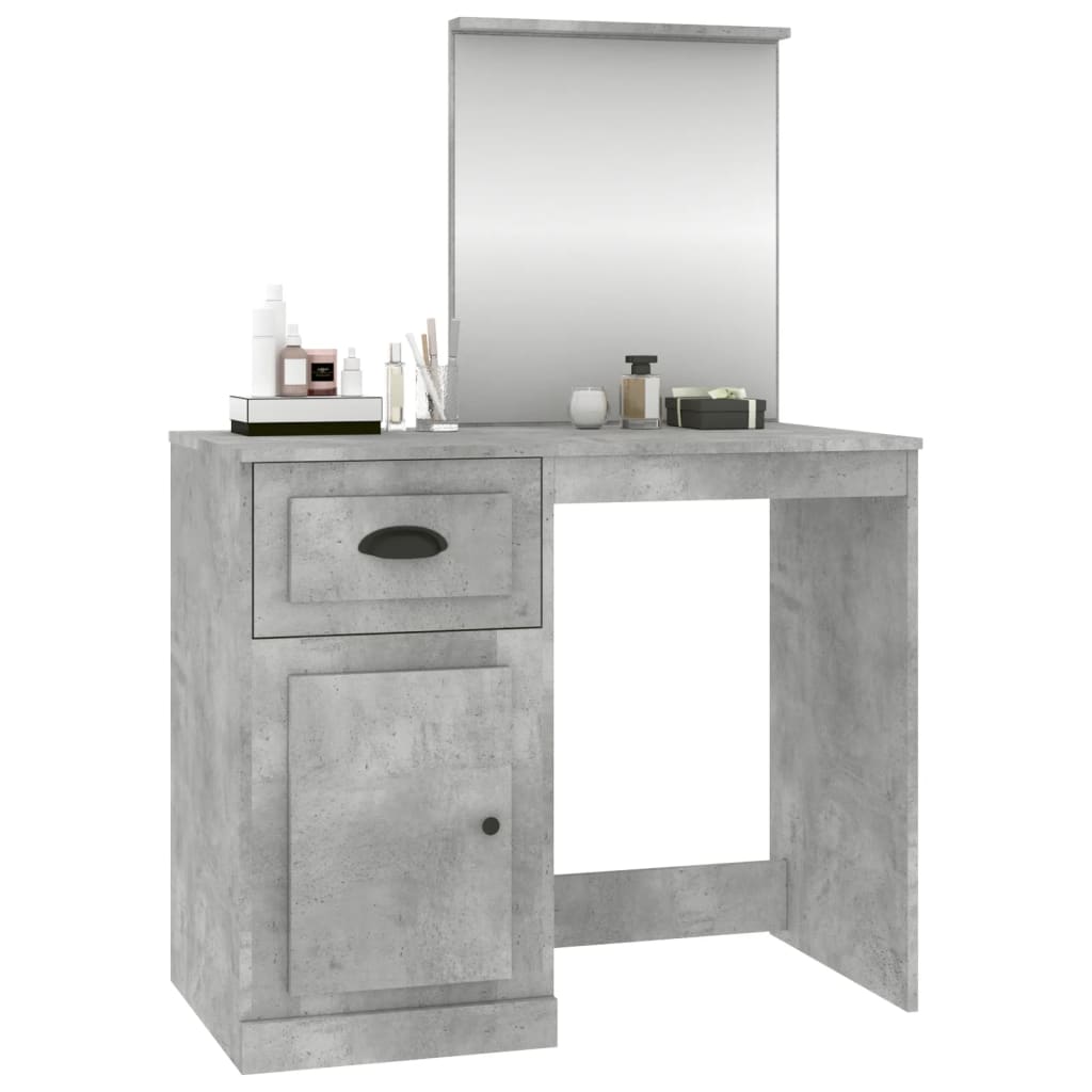 Dressing Table with Mirror Concrete Grey 90x50x132.5 cm Engineered Wood - Bend