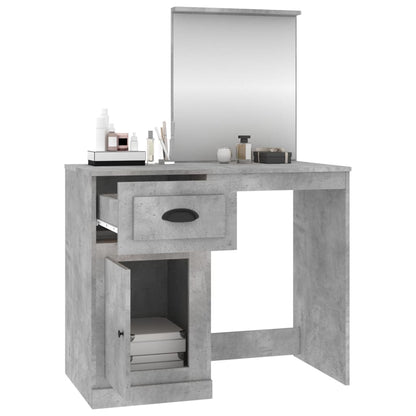 Dressing Table with Mirror Concrete Grey 90x50x132.5 cm Engineered Wood - Bend