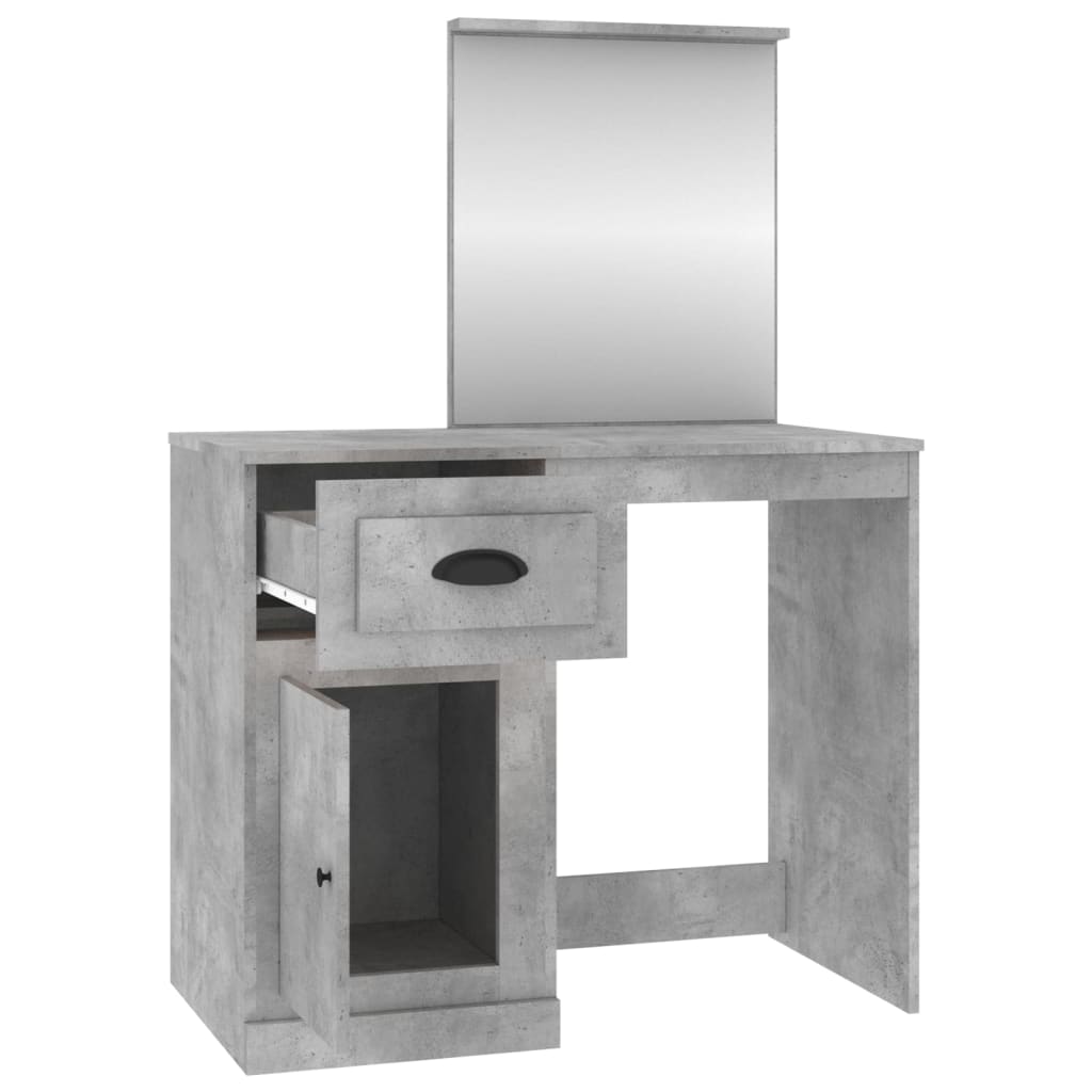 Dressing Table with Mirror Concrete Grey 90x50x132.5 cm Engineered Wood - Bend