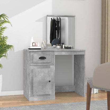 Dressing Table with Mirror Concrete Grey 90x50x132.5 cm Engineered Wood - Bend