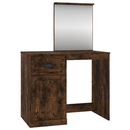 Dressing Table with Mirror Smoked Oak 90x50x132.5 cm Engineered Wood - Bend