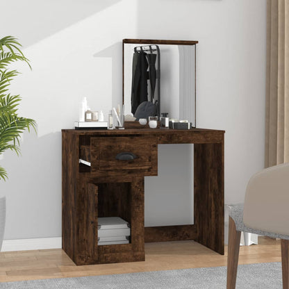 Dressing Table with Mirror Smoked Oak 90x50x132.5 cm Engineered Wood - Bend