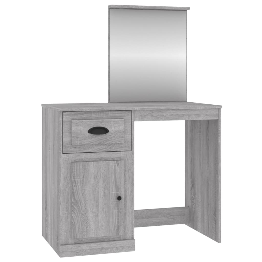 Dressing Table with Mirror Grey Sonona 90x50x132.5 cm Engineered Wood - Bend