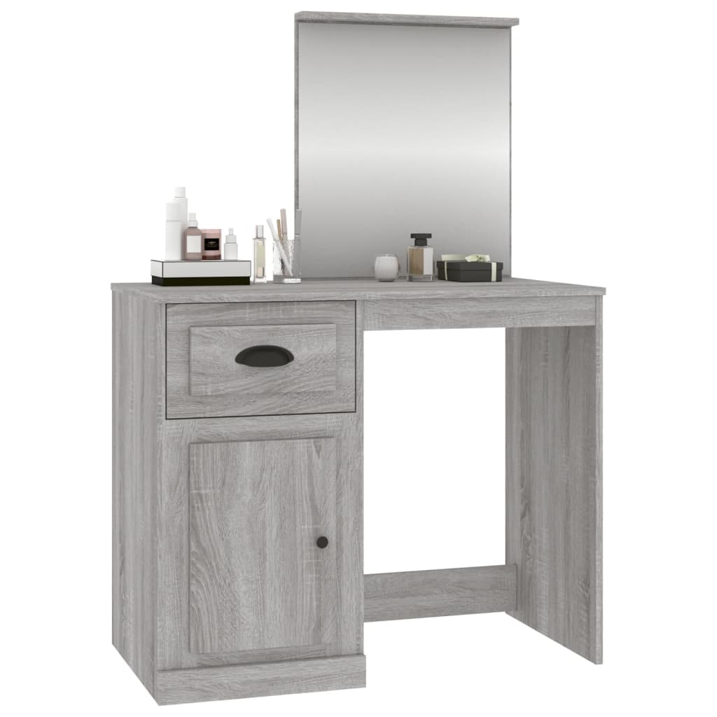 Dressing Table with Mirror Grey Sonona 90x50x132.5 cm Engineered Wood - Bend