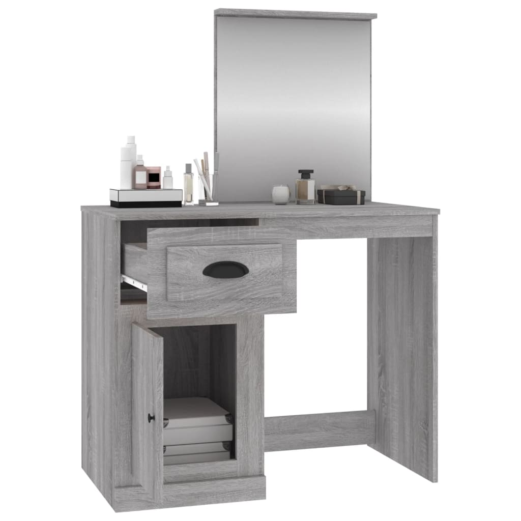 Dressing Table with Mirror Grey Sonona 90x50x132.5 cm Engineered Wood - Bend