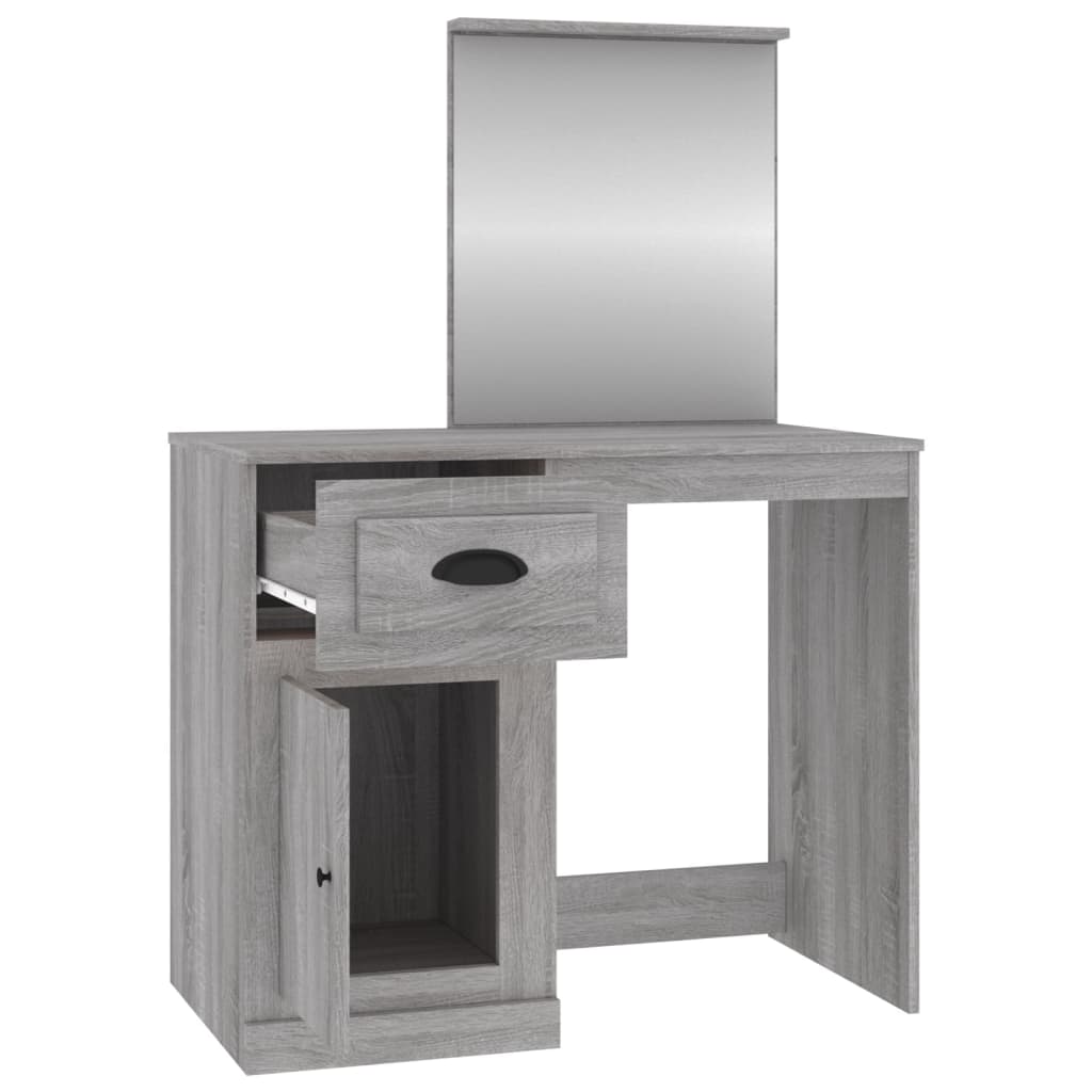 Dressing Table with Mirror Grey Sonona 90x50x132.5 cm Engineered Wood - Bend