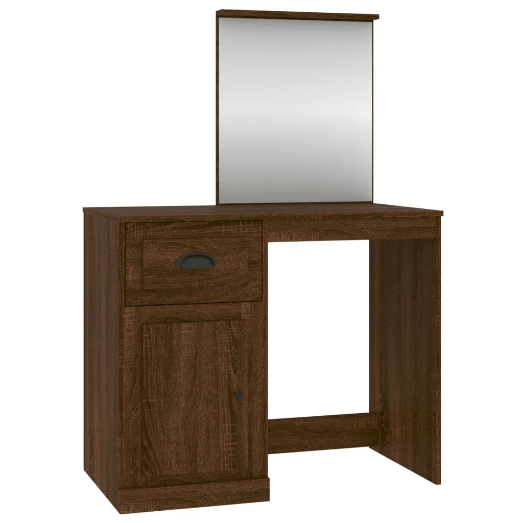 Dressing Table with Mirror Brown Oak 90x50x132.5 cm Engineered Wood - Bend