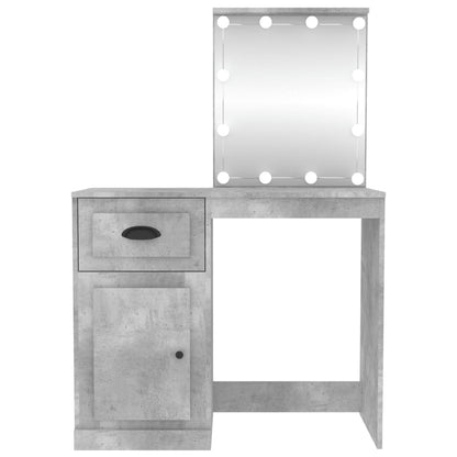 Dressing Table with LED Concrete Grey 90x50x132.5 cm Engineered Wood - Bend