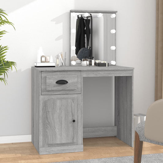 Dressing Table with LED Grey Sonona 90x50x132.5 cm Engineered Wood - Bend