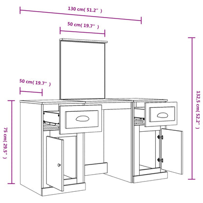 Dressing Table with Mirror Concrete Grey 130x50x132.5 cm - Bend