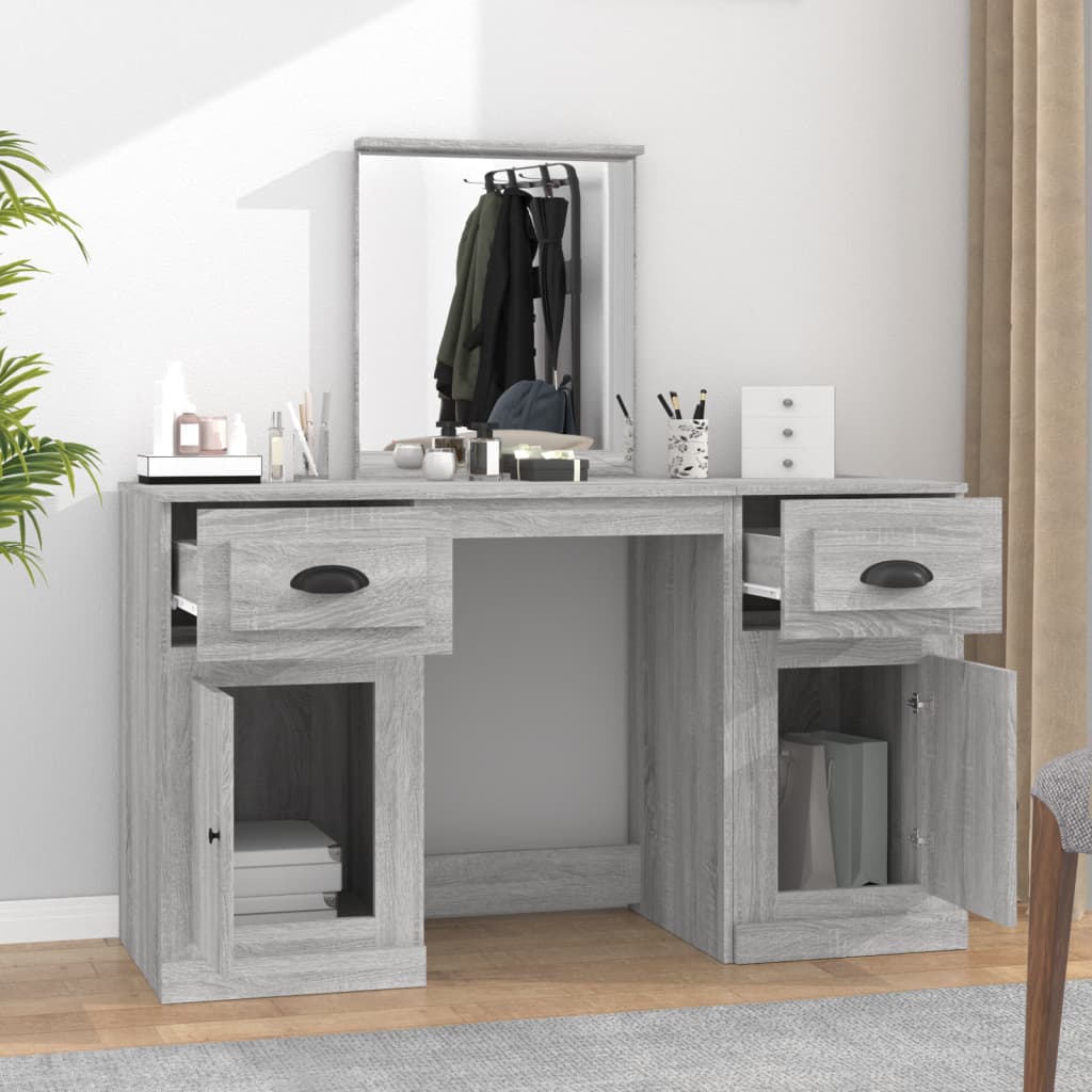 Dressing Table with Mirror Grey Sonoma 130x50x132.5 cm - Bend