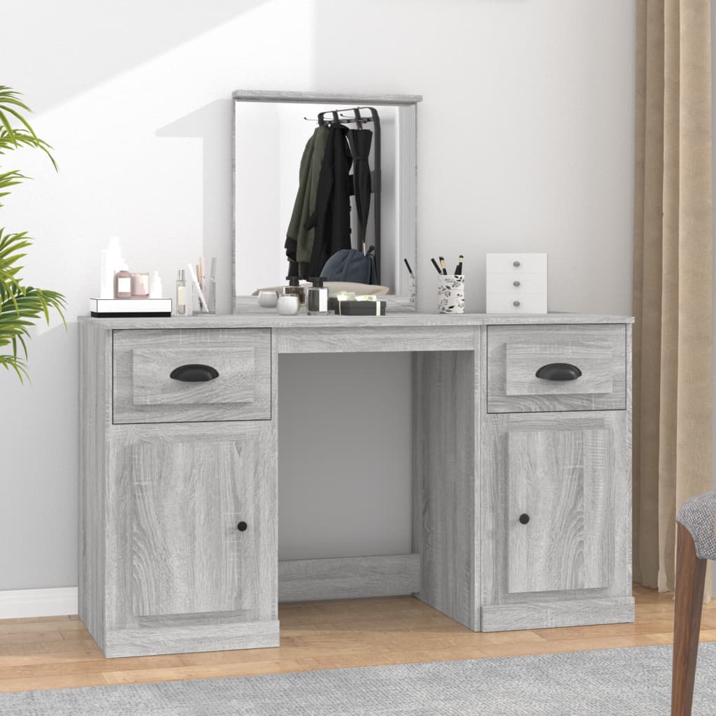 Dressing Table with Mirror Grey Sonoma 130x50x132.5 cm - Bend