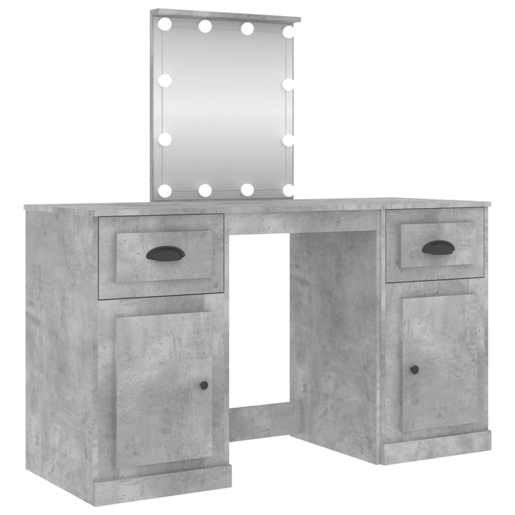 Dressing Table with LED Concrete Grey 130x50x132.5 cm - Bend