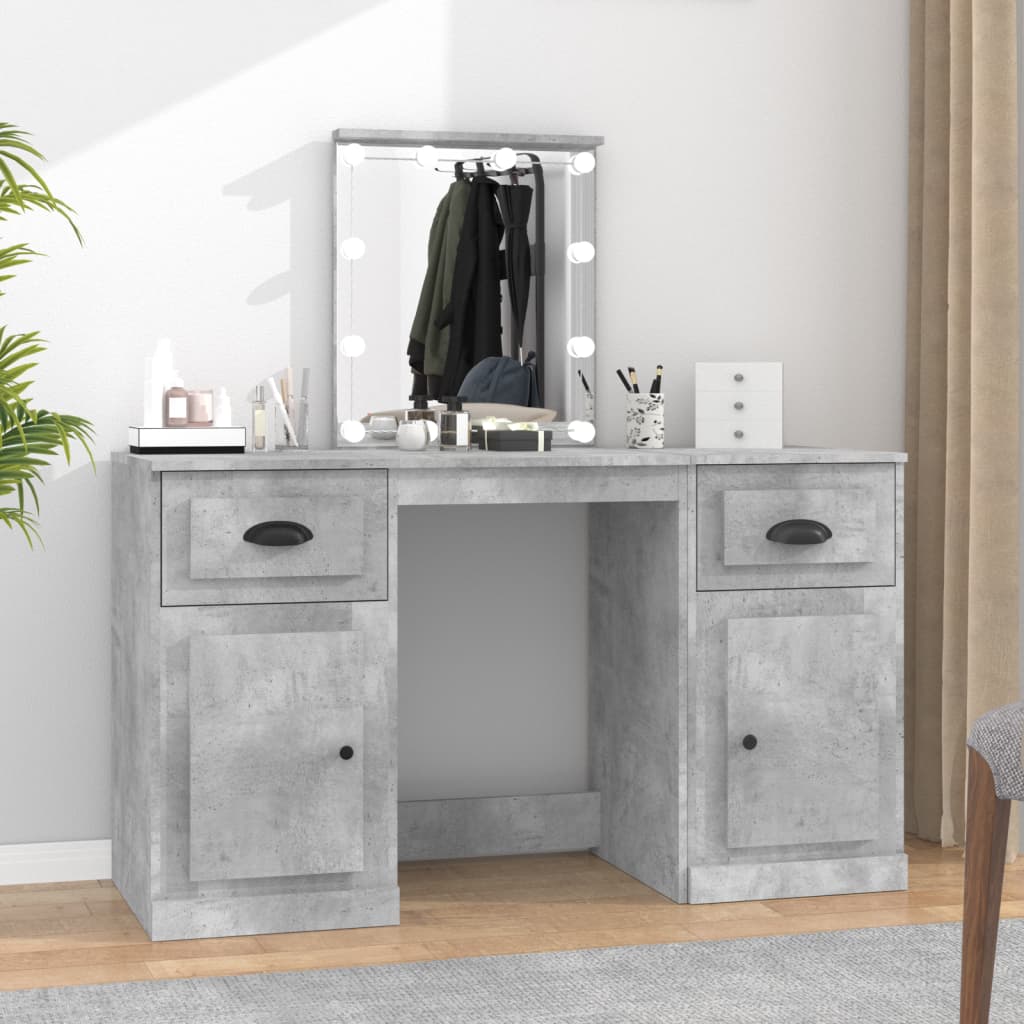 Dressing Table with LED Concrete Grey 130x50x132.5 cm - Bend