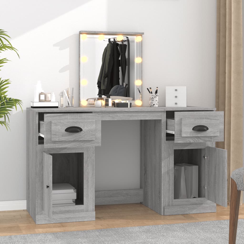 Dressing Table with LED Grey Sonoma 130x50x132.5 cm - Bend