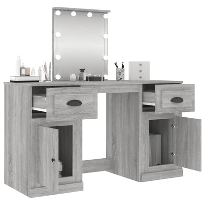 Dressing Table with LED Grey Sonoma 130x50x132.5 cm - Bend