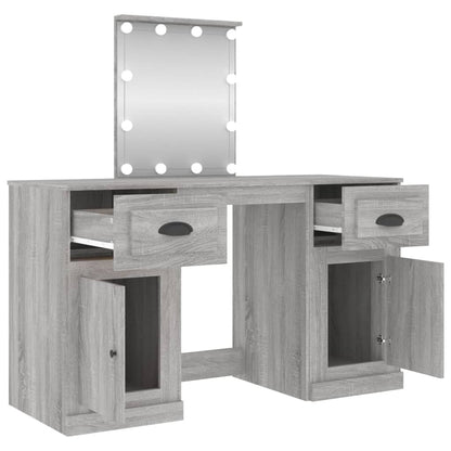 Dressing Table with LED Grey Sonoma 130x50x132.5 cm - Bend