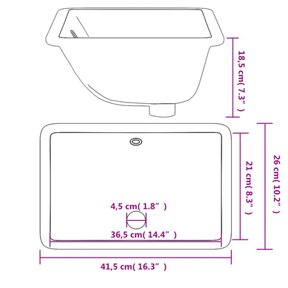 Rectangular Ceramic Bathroom Sink - Various Sizes Available