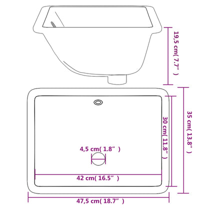 Rectangular Ceramic Bathroom Sink - Various Sizes Available