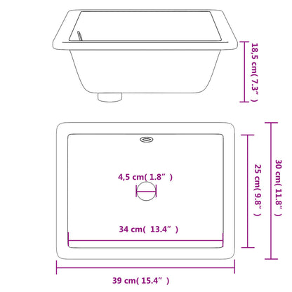 Rectangular Ceramic Bathroom Sink - Various Sizes Available