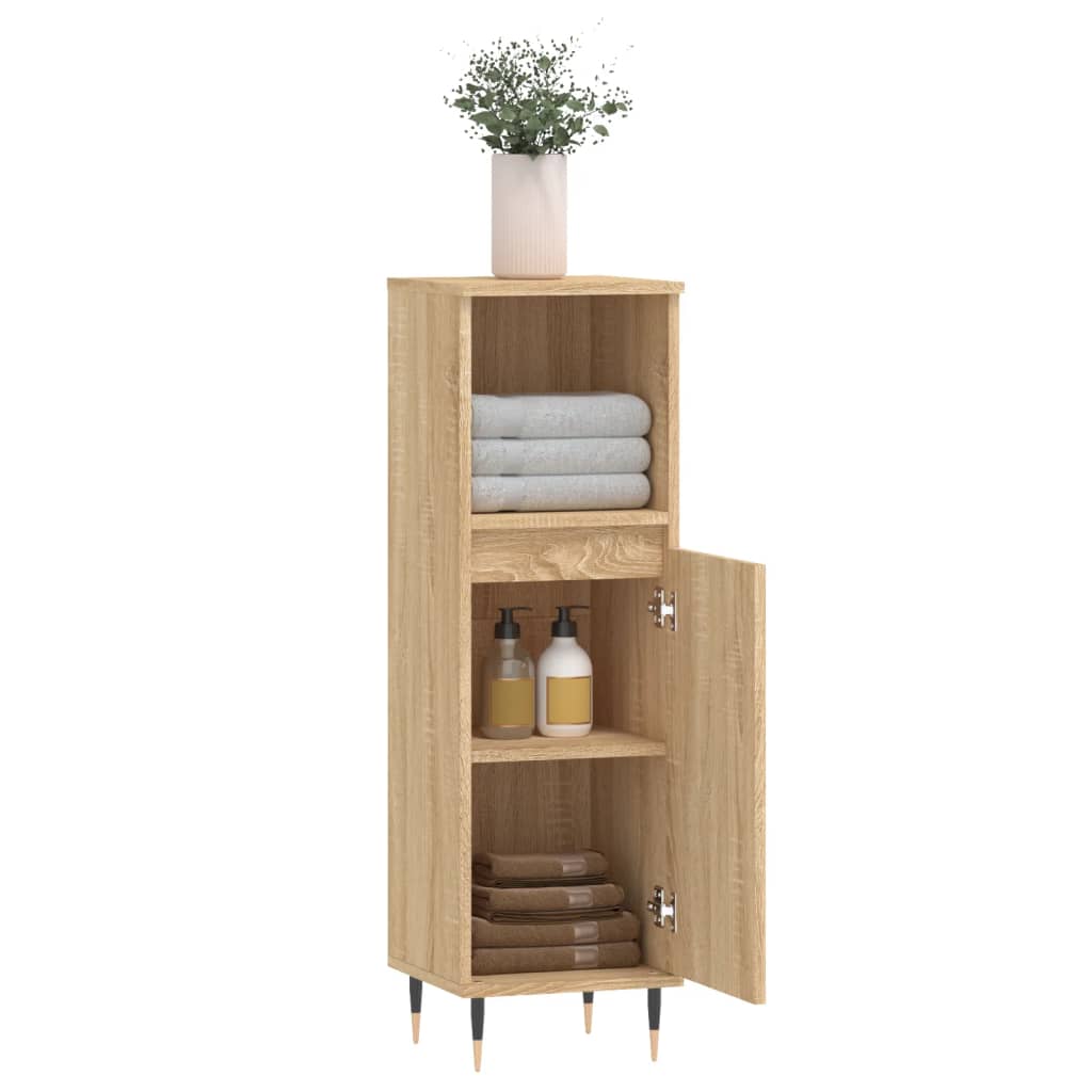 Bathroom Cabinet Sonoma Oak 30x30x100 cm Engineered Wood - Bend