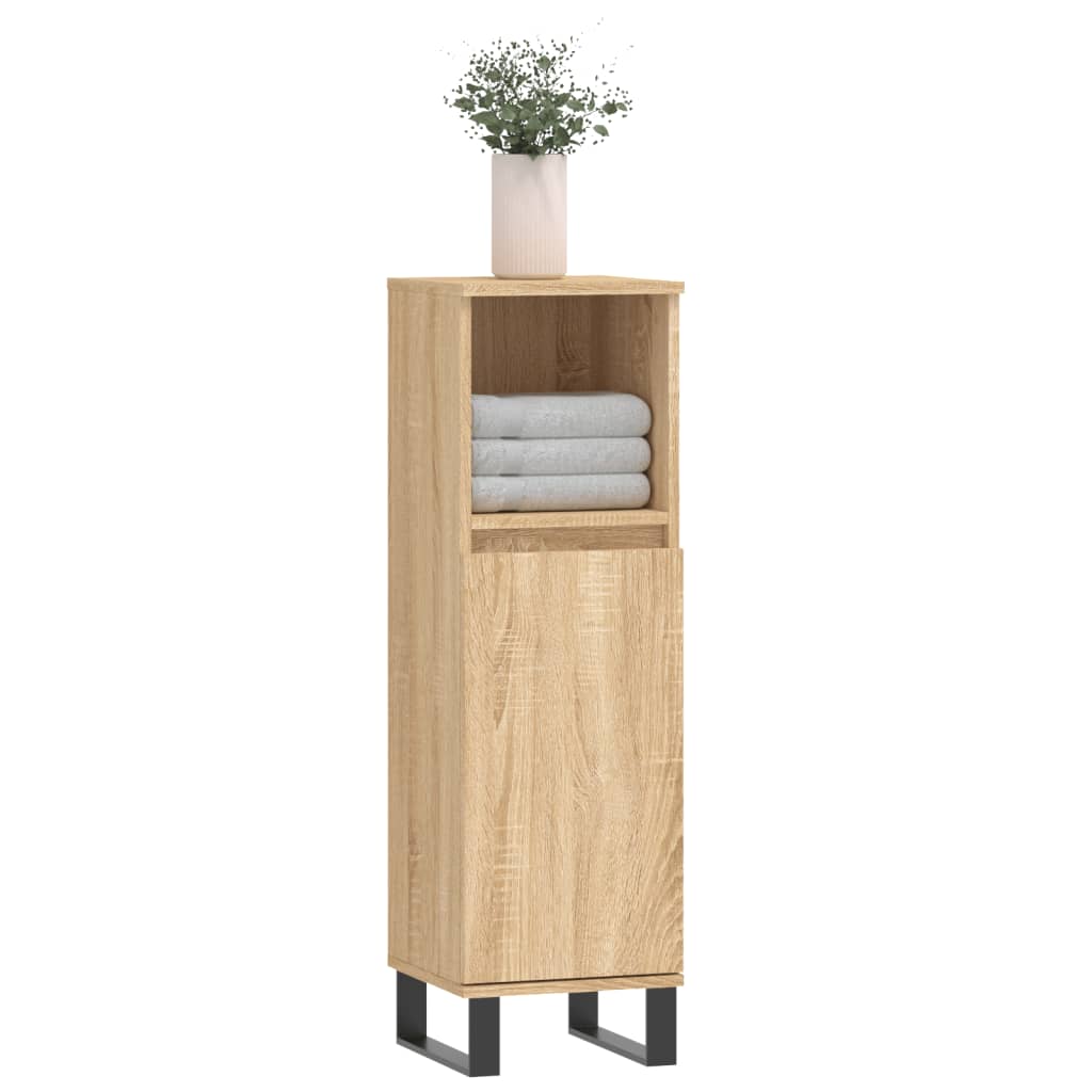 Bathroom Cabinet Sonoma Oak 30x30x100 cm Engineered Wood - Bend