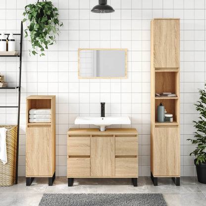 Bathroom Cabinet Sonoma Oak 30x30x100 cm Engineered Wood - Bend