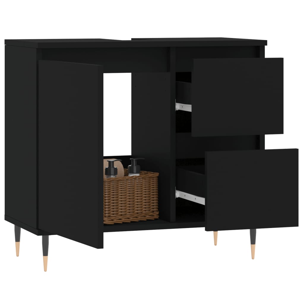 Two-Drawer Bathroom Storage Cabinet in Black